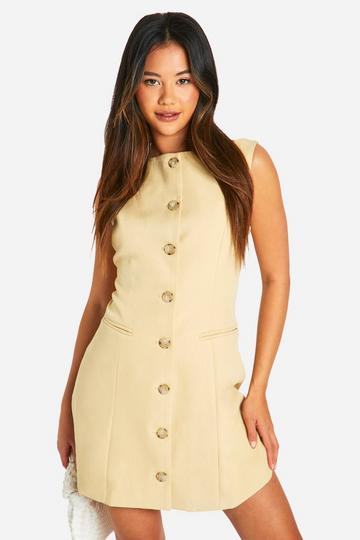 Boat Neck Mock Horn Mini Dress butter