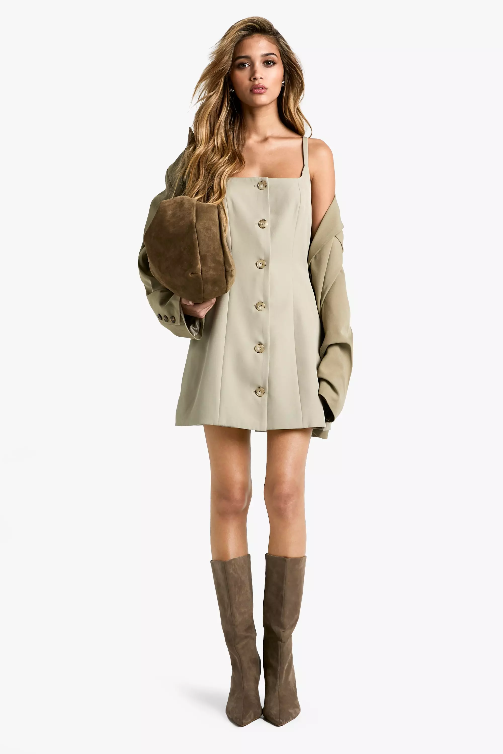 Khaki dress with buttons best sale