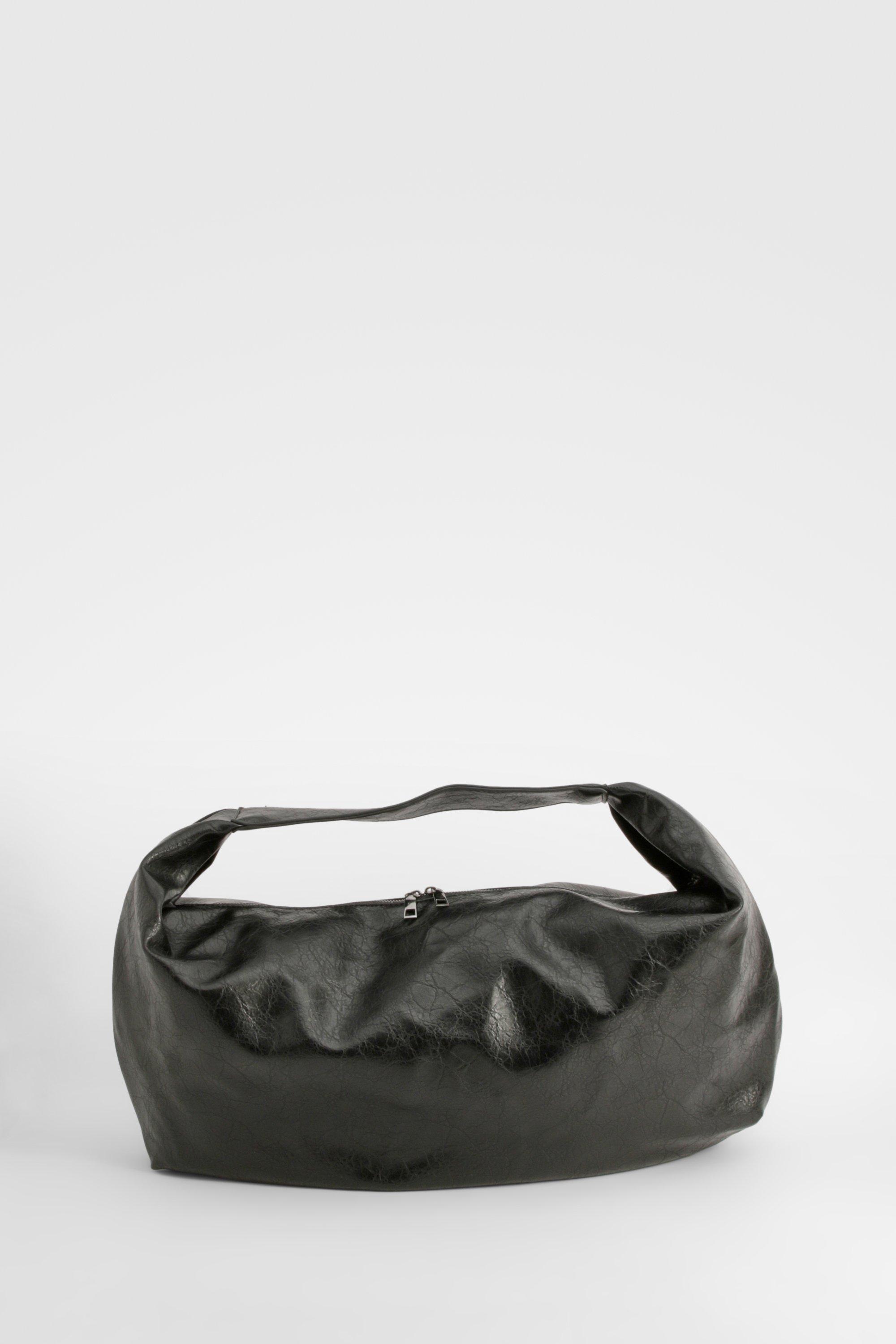 Faux Leather Slouchy Tote Bag