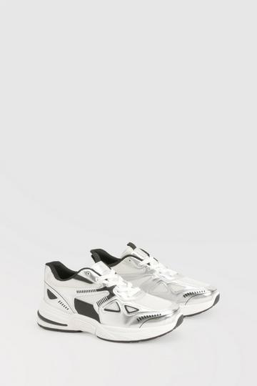 Silver Chunky Panel Detail Sneakers