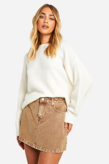 Sand Washed Denim Micro Mini Skirt light sand