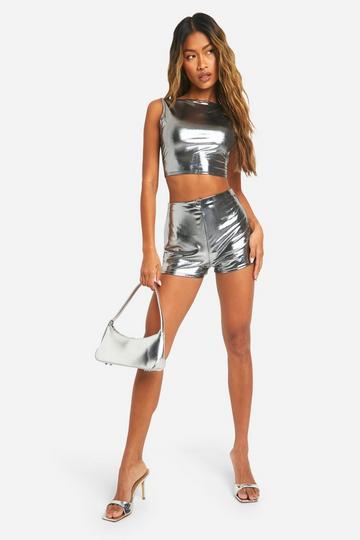 Metallic Booty Short metallic silver