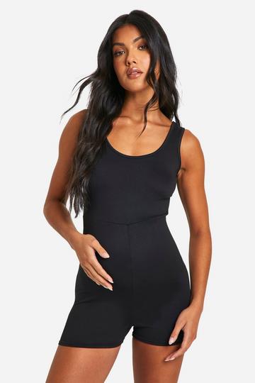 Maternity Super Soft Scoop Neck Unitard black