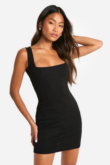 Basic Rib Square Neck Mini black