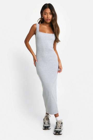 Basic Rib Square Neck Maxi grey marl