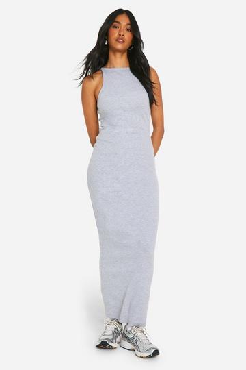 Basic Rib Racer Neck Maxi grey marl