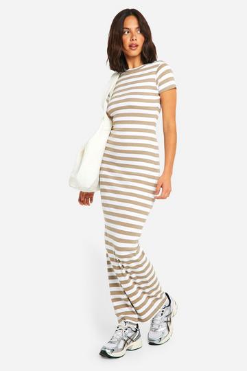 Basic Rib Stripe Cap Sleeve Maxi neutral