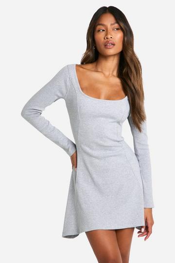 Basic Rib Long Sleeve Skater grey marl