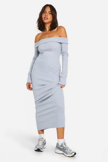 Basic Rib Bardot Maxi grey marl