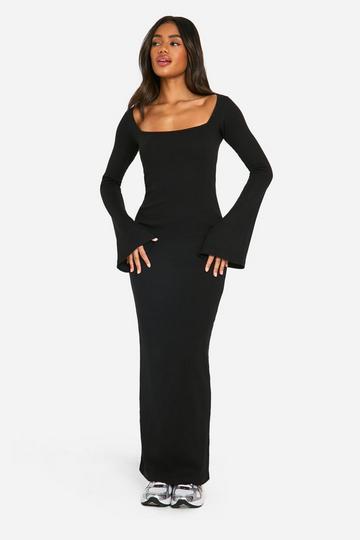 Basic Rib Square Neck Maxi black