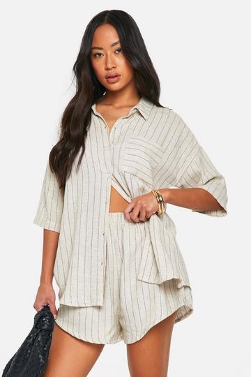 Linen Look Stripe Relaxed Fit Shirt natural