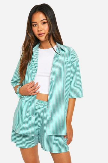 Bright Neon Poplin Stripe Shirt, Shorts & Scrunchie Set