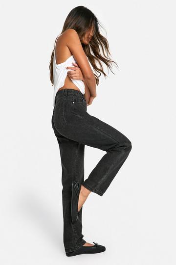 Basic Jeans Met Hoge Taille En Rechte Pijpen washed black