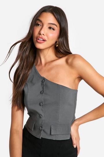 Bengaline One Shoulder Waistcoat grey