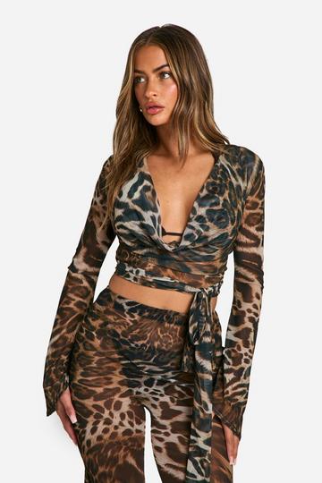 Leopard Tie Beach Top brown