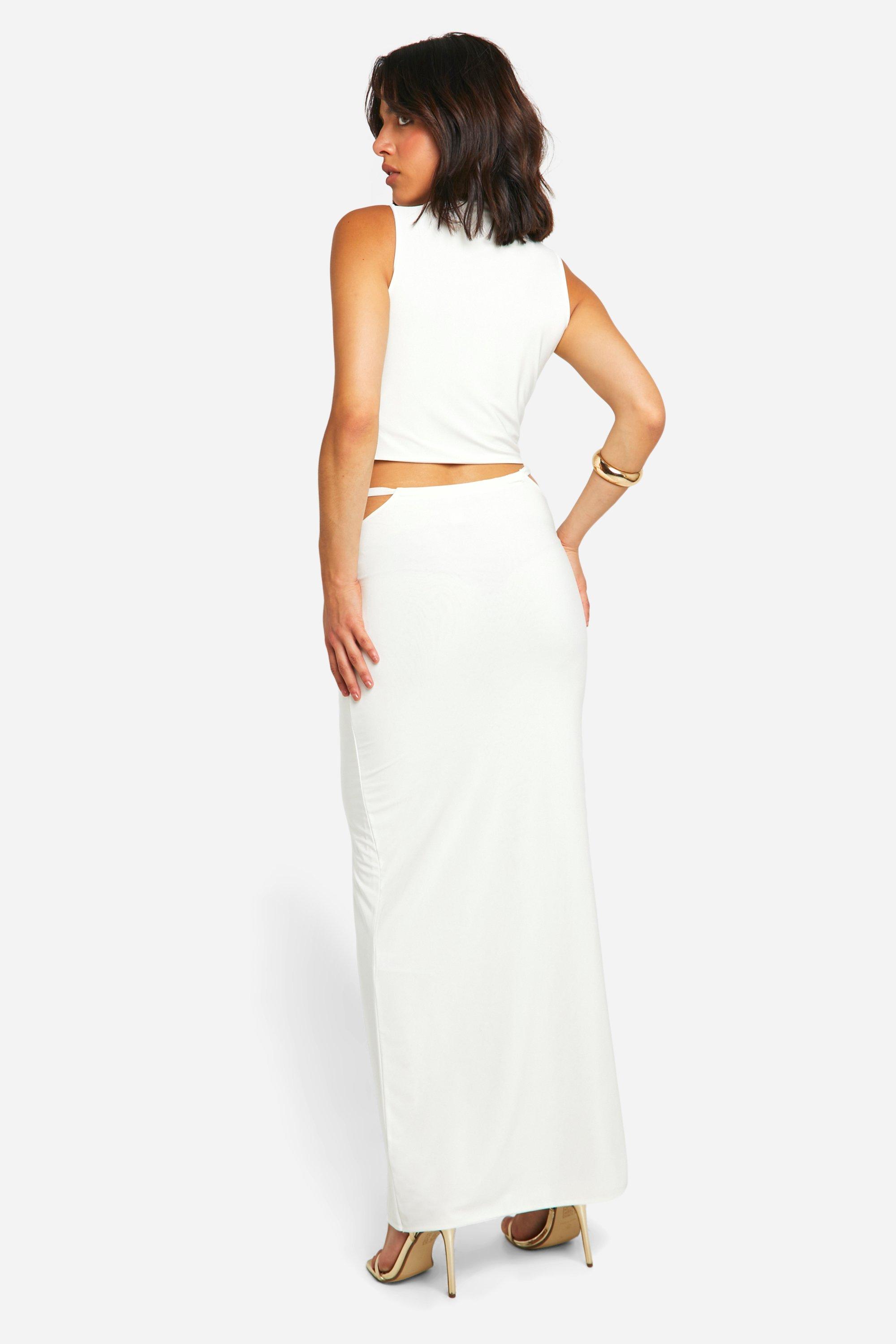 Boohoo white maxi skirt best sale