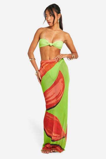 Bloemen Maxi Strand Rok green