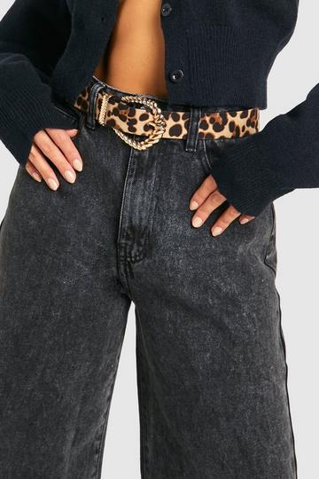 Multi Leopard Print Chunky Buckle Belt