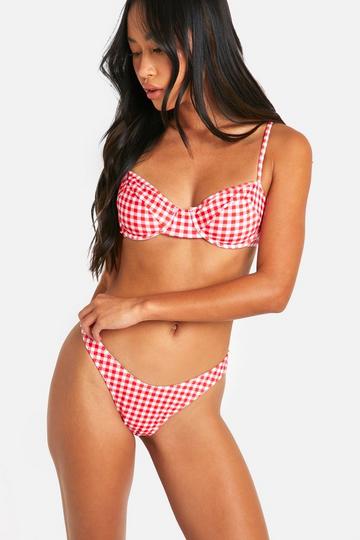 Red Gingham Underwire Bikini Set