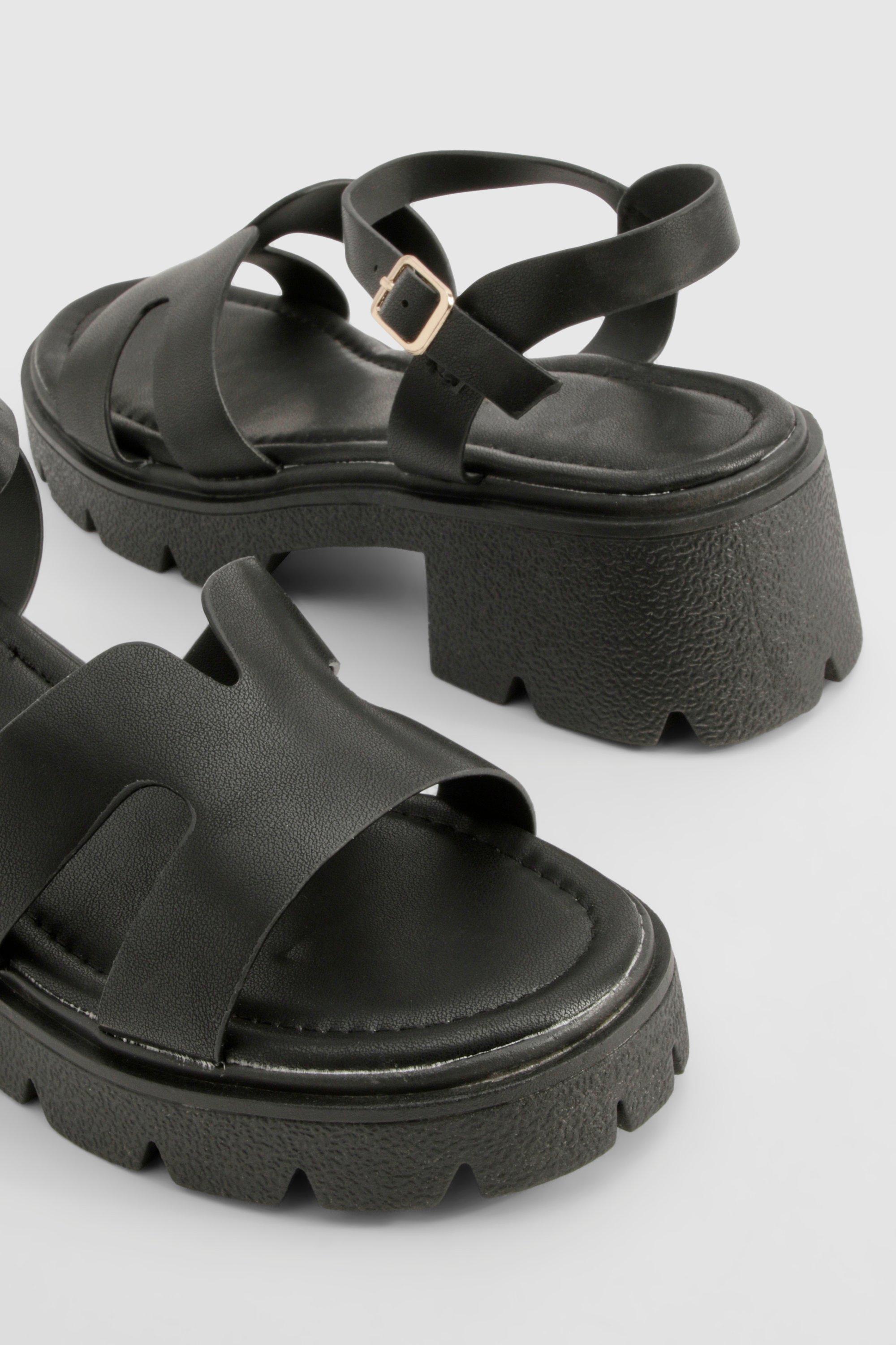 Cut Out Detail Chunky Sandals boohoo DK