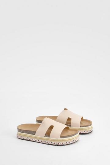 Cut Out Detail Espadrille Sliders beige