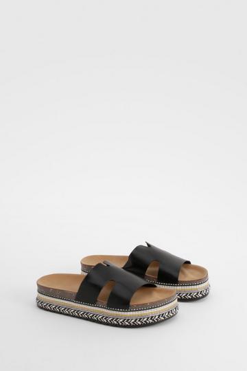 Cut Out Detail Espadrille Sliders black