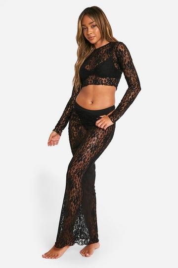 Lace Maxi Beach Skirt black