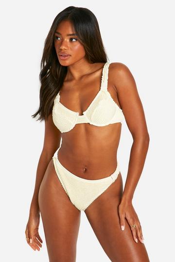 Premium Crinkle Knotted Underwire Bikini Top cream