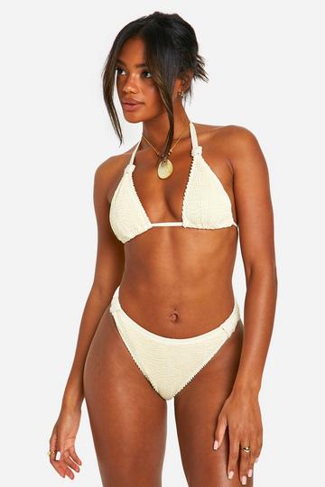 Premium Crinkle Knotted Bikini Top cream