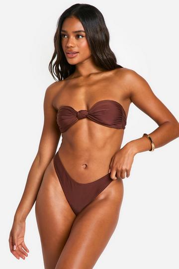 Knotted Bandeau Bikini Set chocolate