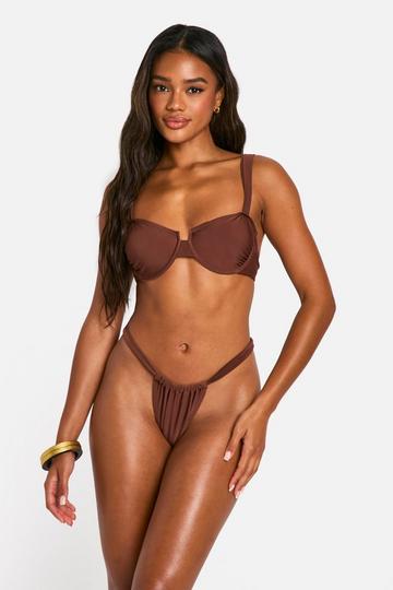 Ruched Bikini Bottoms chocolate