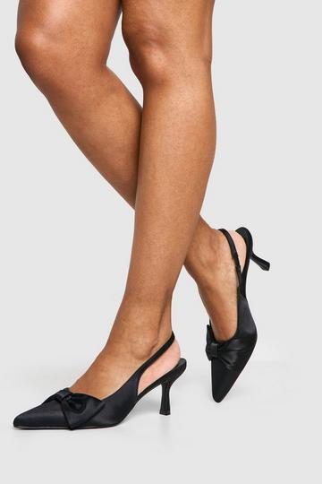 Wide Fit Half Bow Satin Court Shoes black