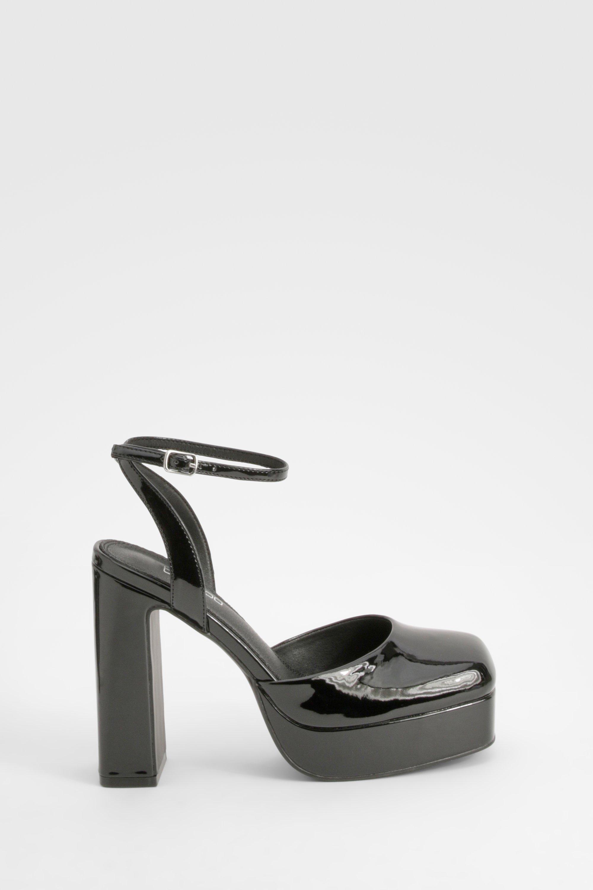 Black platform slingback heels online