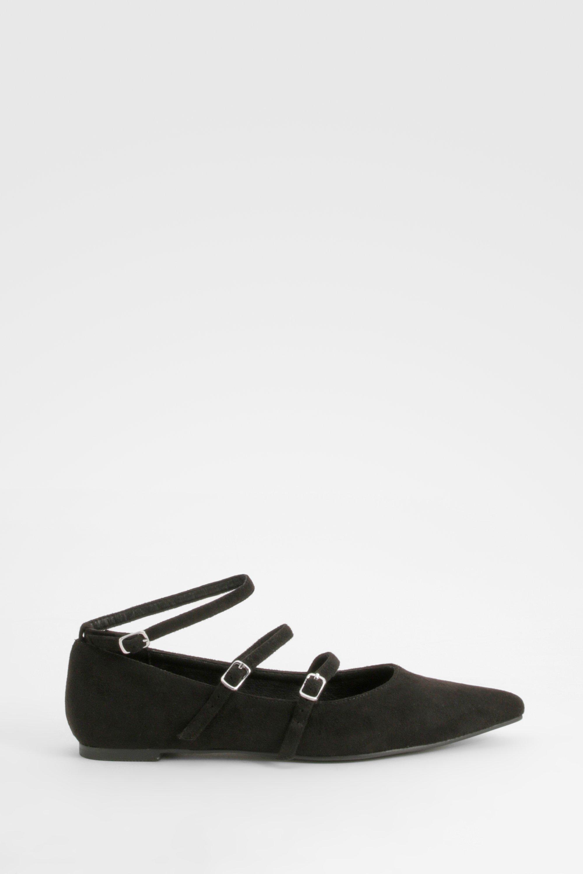 Multi Strap Pointed Flats boohoo