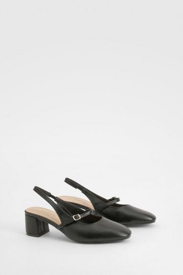 Wide Fit Slingback Low Block Ballet black