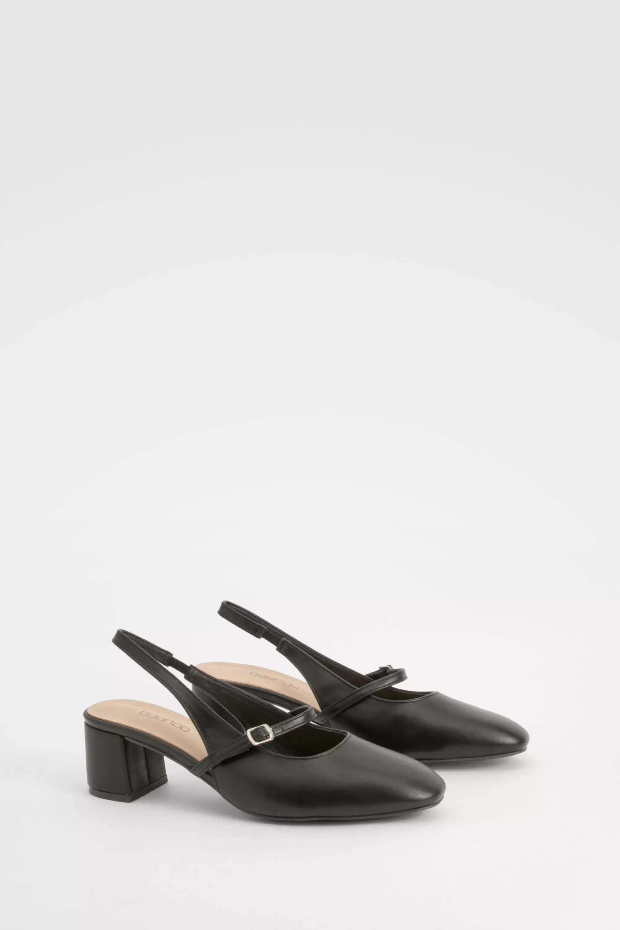 Black Wide Fit Slingback Low Block Ballet  alternative image