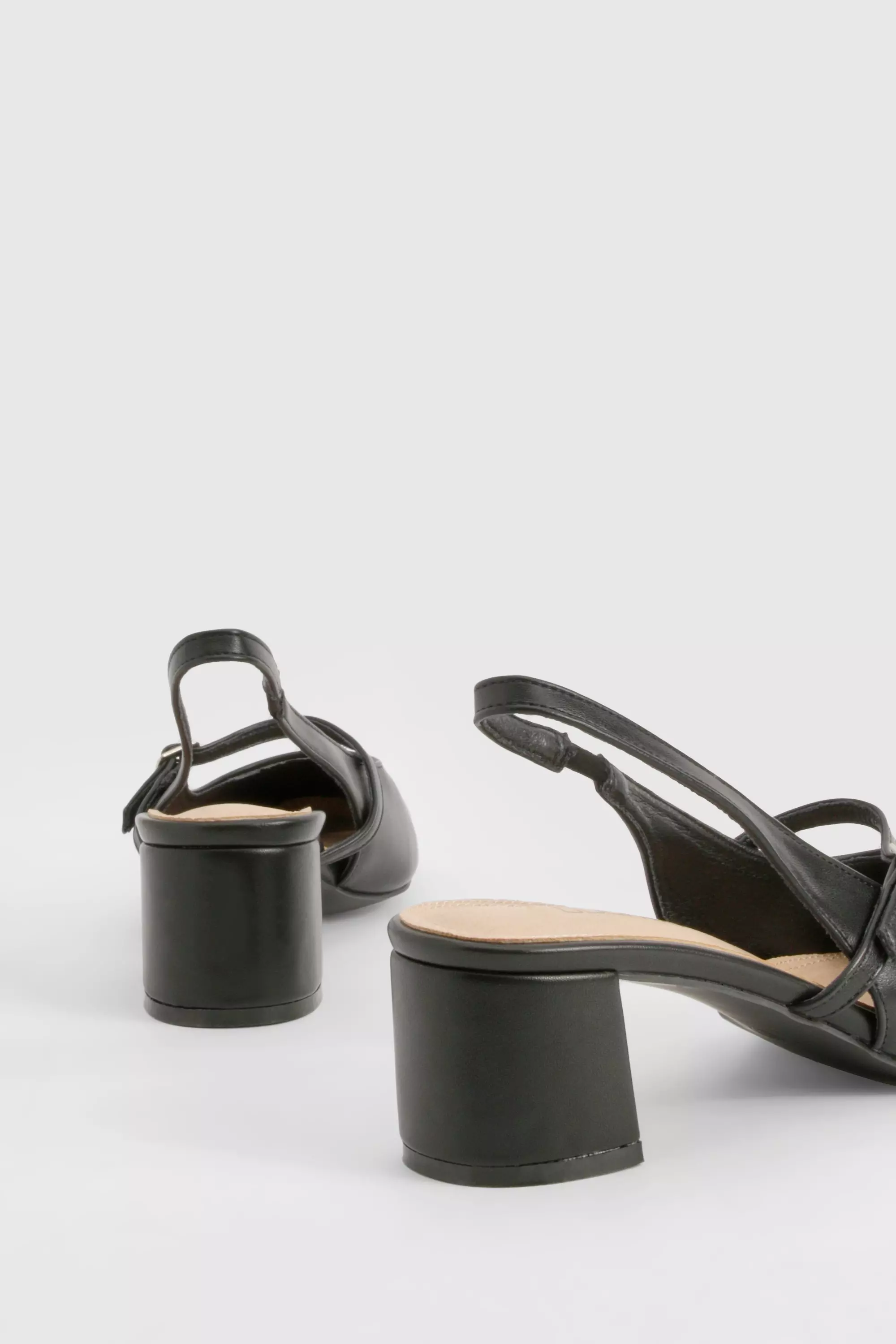 Black Wide Fit Slingback Low Block Ballet  alternative image