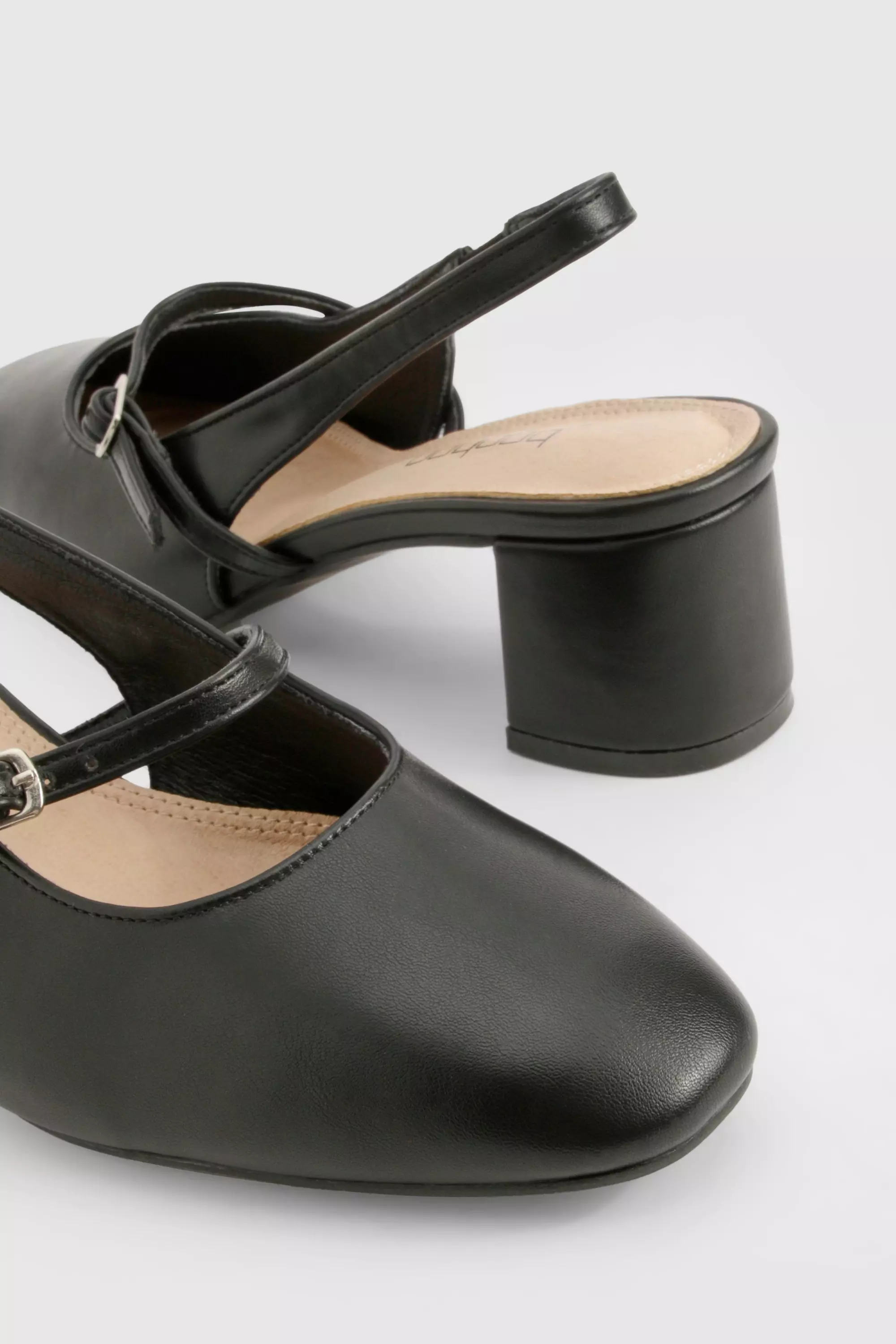 Black Wide Fit Slingback Low Block Ballet  alternative image
