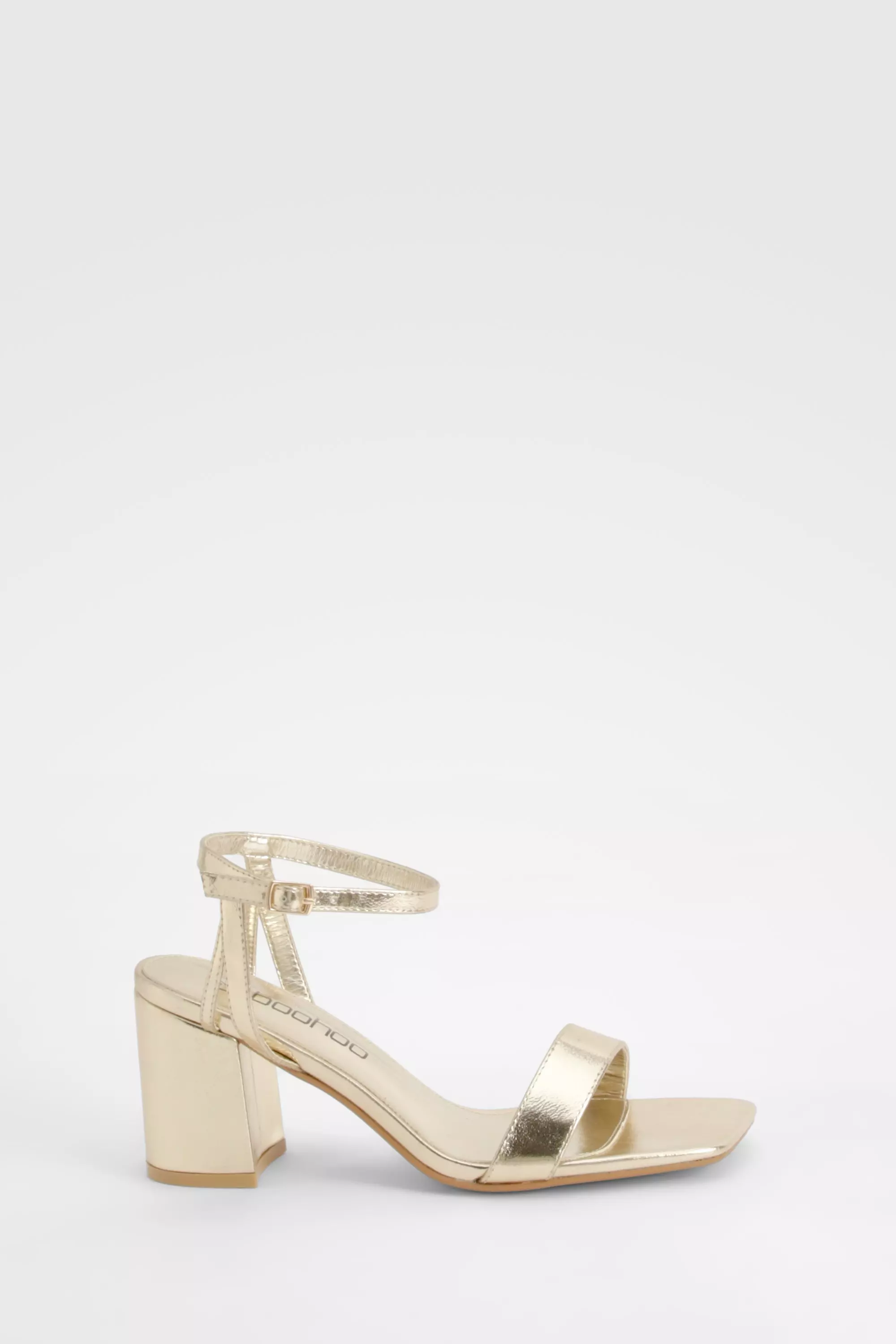 Gold Square Toe Block Heel Two Part Heels alternative image