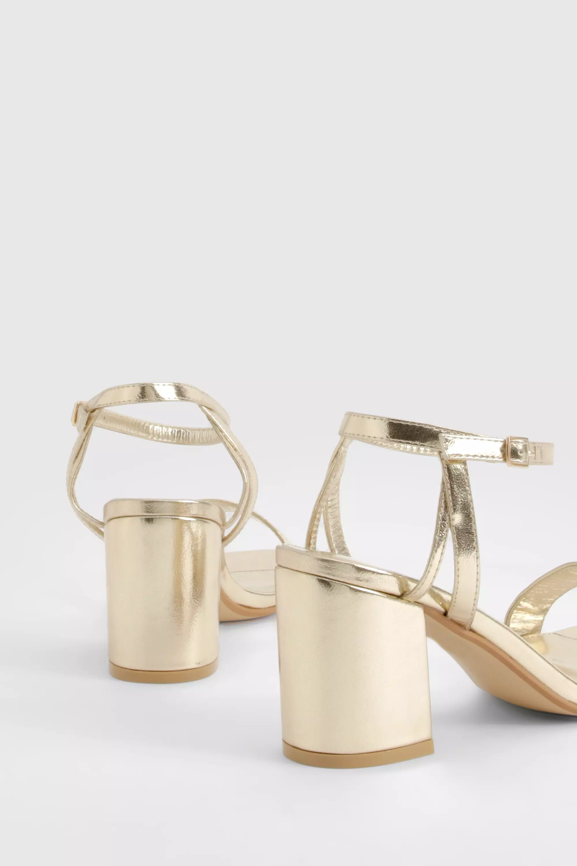 Gold Square Toe Block Heel Two Part Heels alternative image