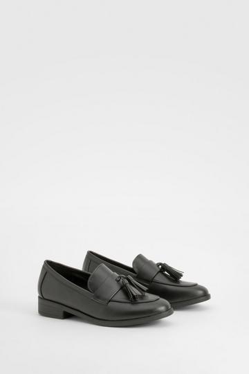 Tassel Trim Loafers black