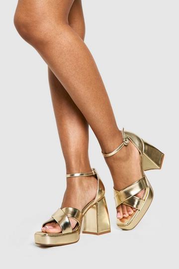 Wide Fit Metallic Platform Heels gold