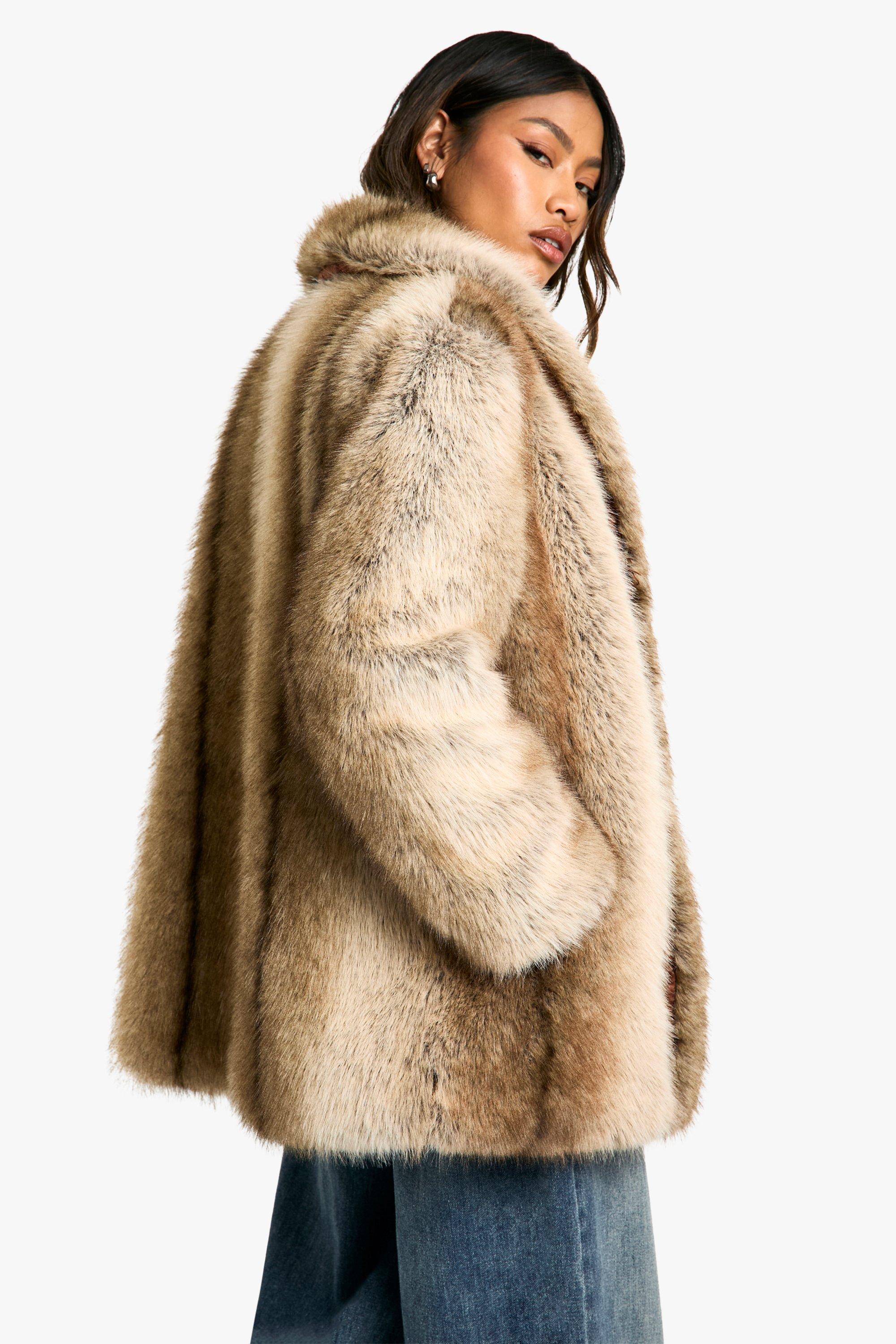 Luxe Two Tone Faux Fur Coat | boohoo
