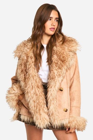 Vintage Look Faux Fur Aviator nude pink