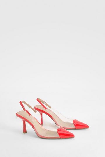 Heart Toe Cap Pointed Court Shoes red