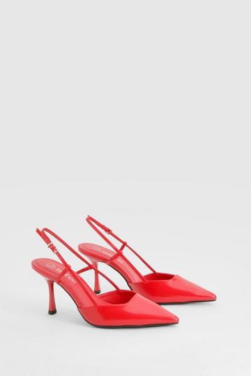 Red Slingback Box Pu Pointed Court Shoes