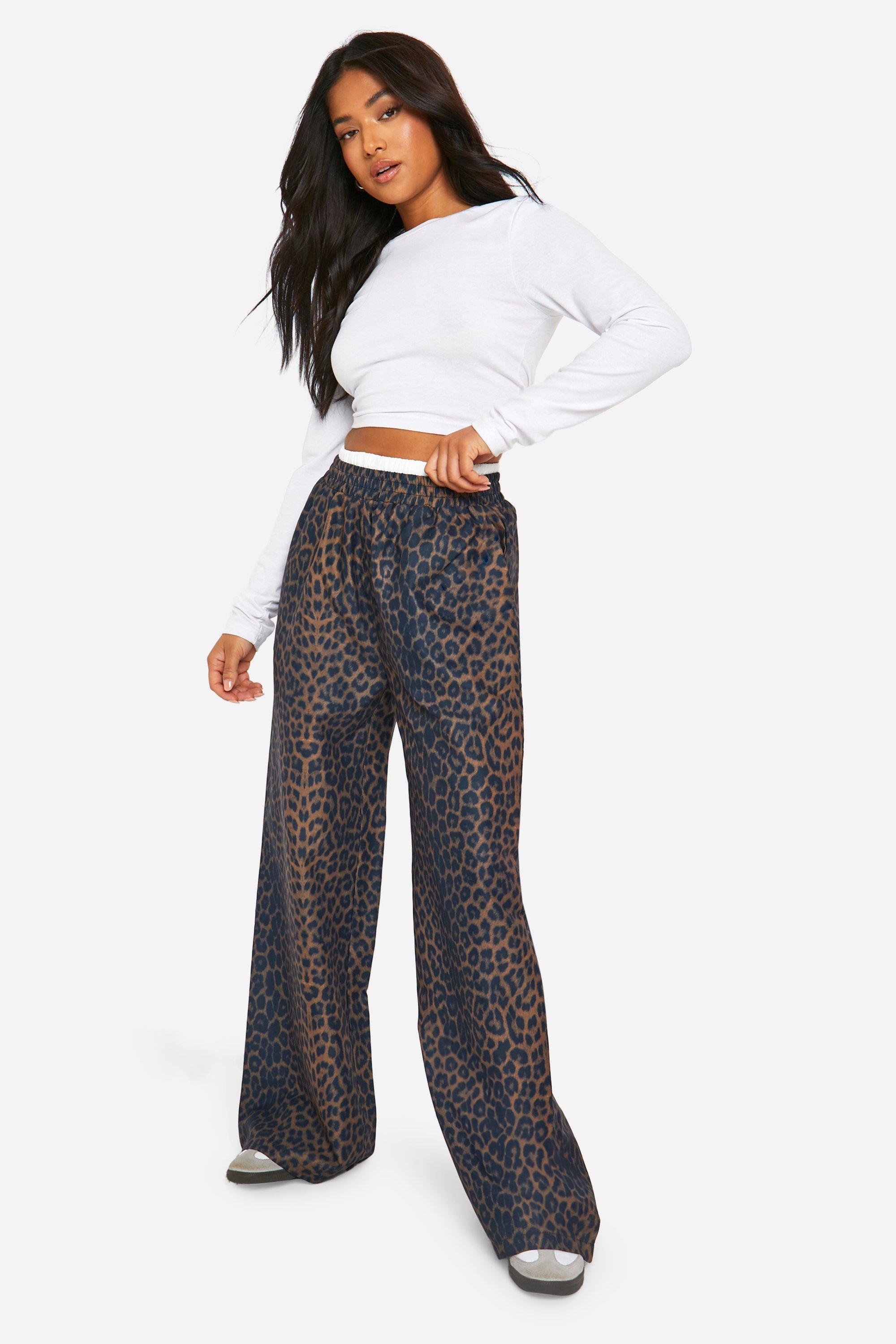 Leopard print trousers boohoo deals
