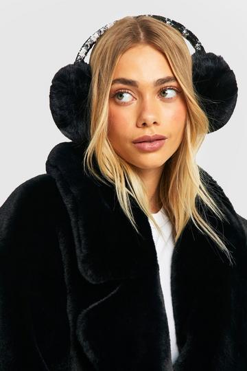 Faux Fur Boucle Earmuffs black