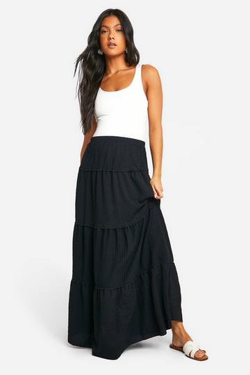 Maternity Textured Tiered Maxi Skirt black