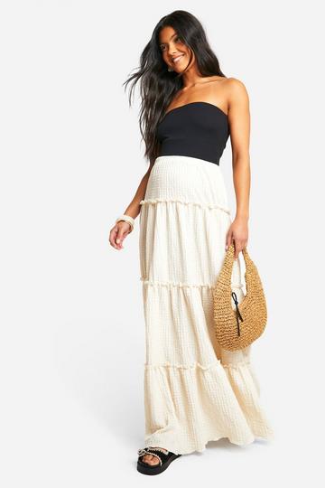 Maternity Textured Tiered Maxi Skirt cream